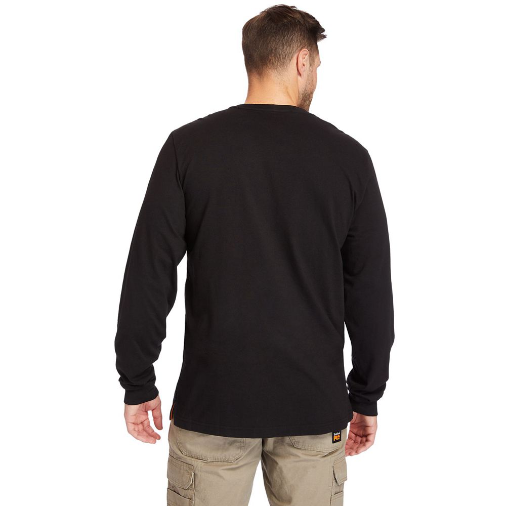 Tricouri Timberland Barbati Negrii - Pro® Big & Tall Base Plate Long-Sleeve Wicking - Romania - HDXZ